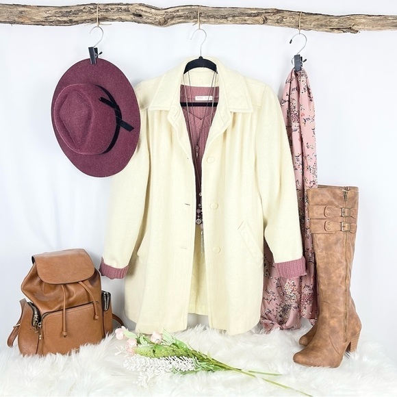 VINTAGE Wool Shacket Surrey Classics, Cream - Picture 1 of 11